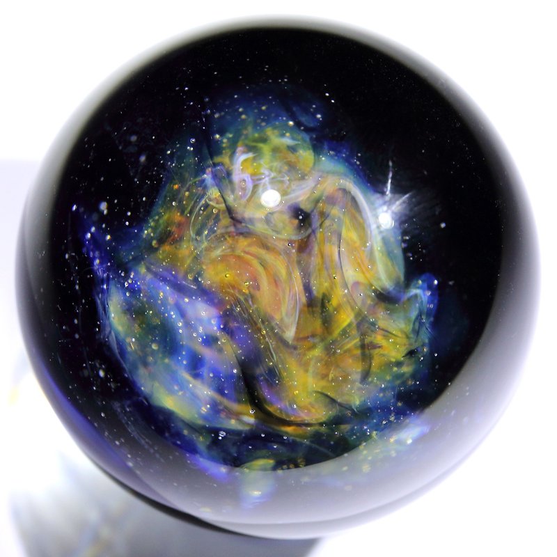 47mm Galaxy Glass Marble no.M173 - ของวางตกแต่ง - แก้ว สีส้ม