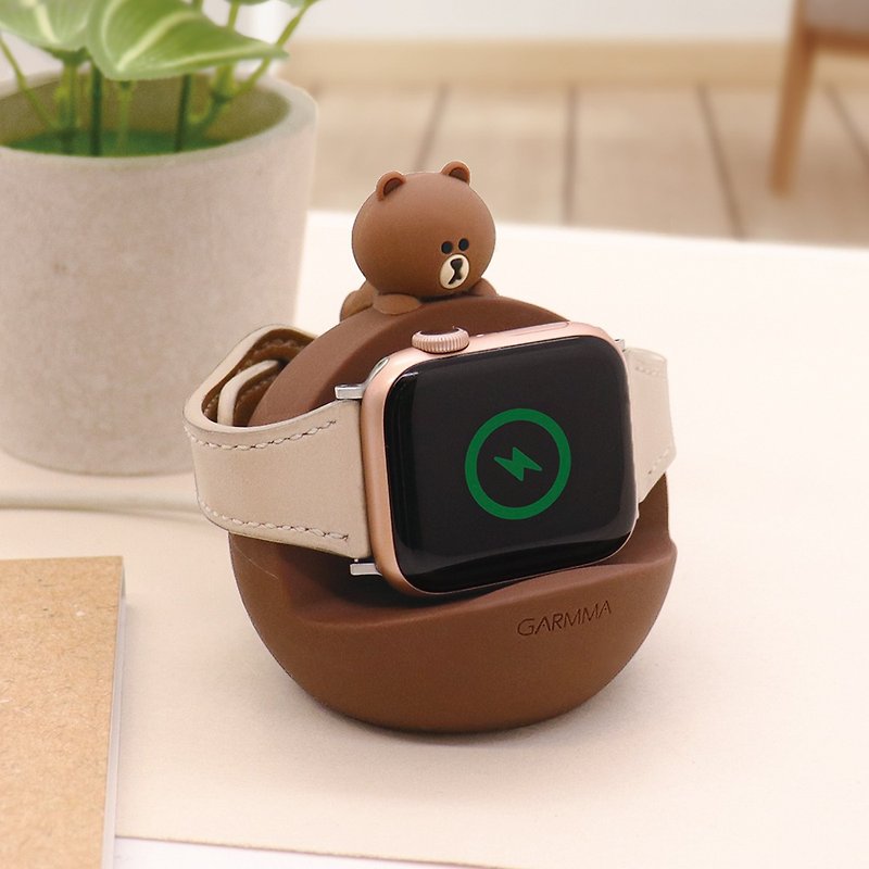 Silicone Phone Accessories - GARMMA LINE FRIENDS Apple Watch & Mobile Phone 2-in-1 Charging Stand Xiong Da