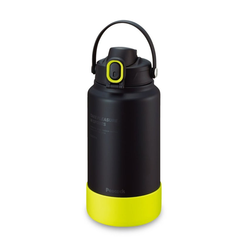 [Peacock] 2000ML Cold Insulation Kettle Portable Straight Drink Sports Cool Running - Matte Black - Vacuum Flasks - Stainless Steel Black