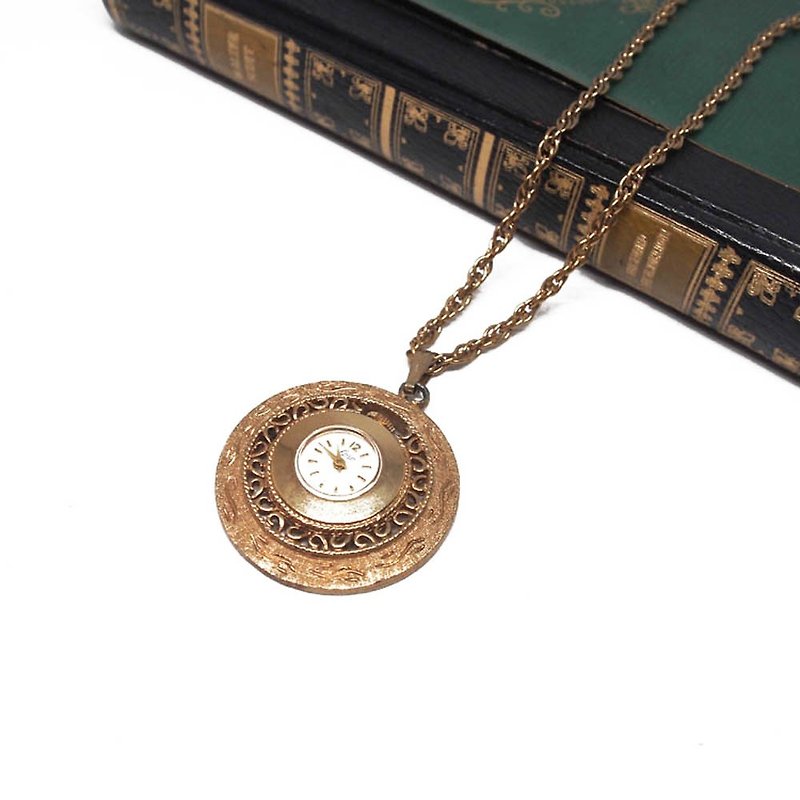 1960s antique pocket watch necklace US Coro - Necklaces - Other Metals Gold