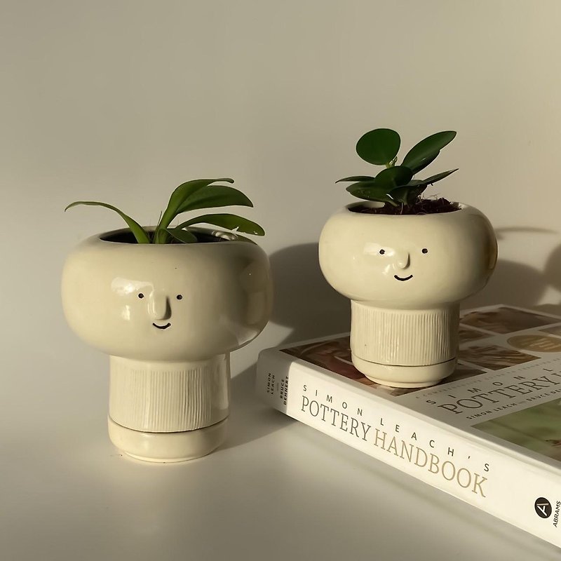 Ceramic miniature plant pot, cactus pot PT-TI-01 - 花瓶/花器 - 陶 白色