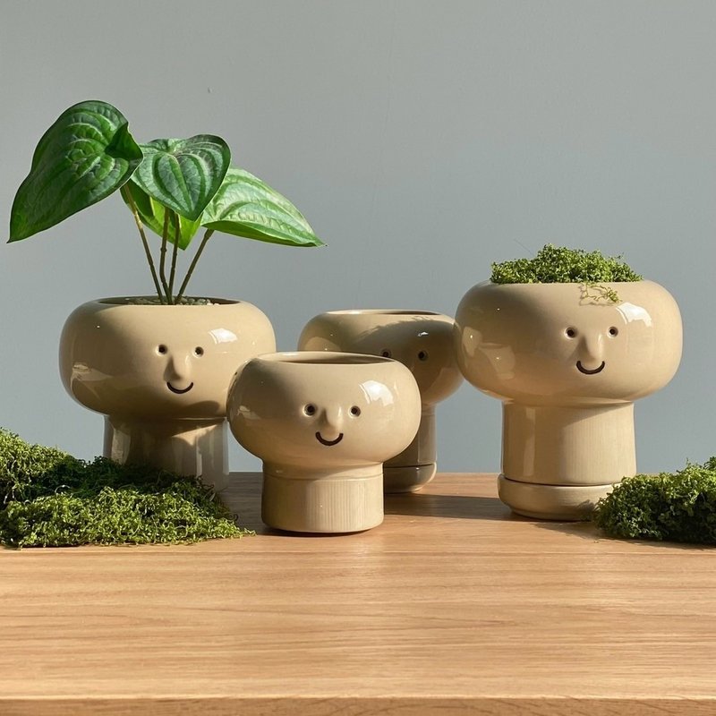 Ceramic pot, miniature plant pot, cactus pot PP-01 - 花瓶/花器 - 陶 白色