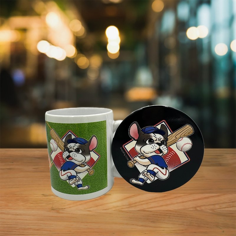 Baseball French Dou Ceramic Mug + Coaster | Gift Set - Mugs - Pottery 