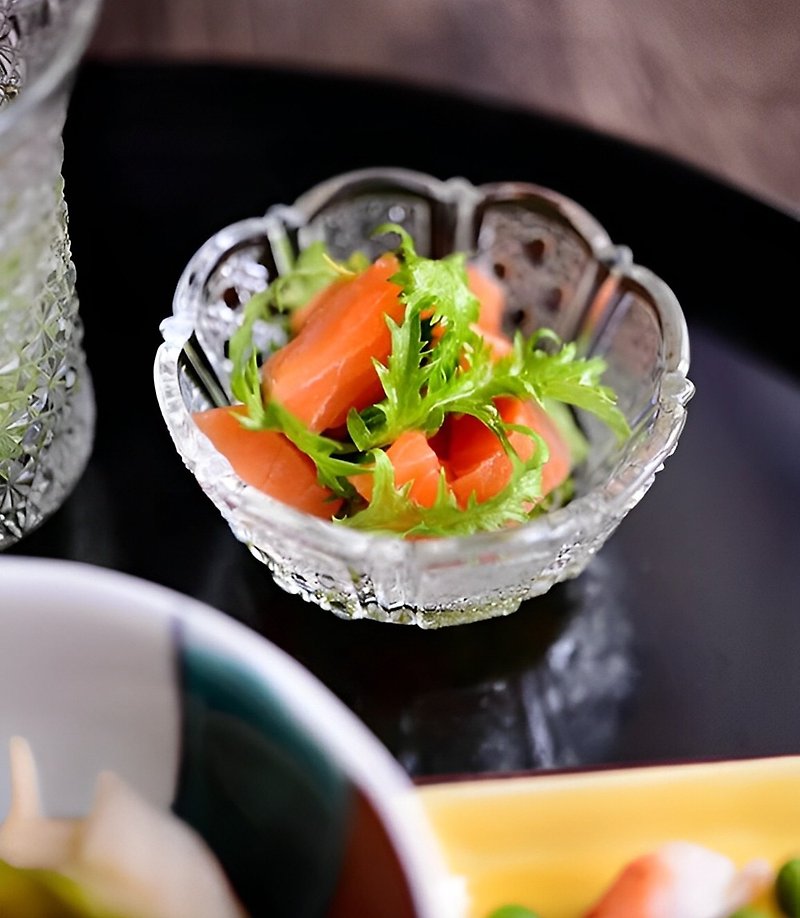 Handpainted geometric octagon bowl - Asanoha - Small Plates & Saucers - Glass Transparent
