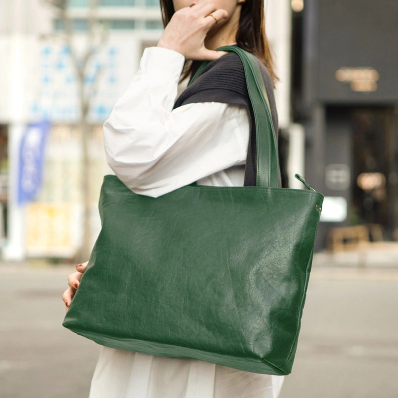 Tochigi Leather Tote Bag Made in Japan Shoulder Bag Leather Cowhide Leather Bag Durable Large Capacity Aged [Green] JAB001 - กระเป๋าถือ - หนังแท้ สีเขียว