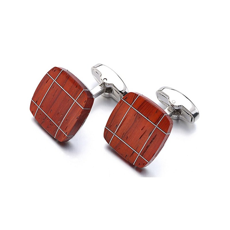 Kings Collection Luxury RoseWood Square Cufflinks KC10054 Brown - Cuff Links - Other Metals Brown