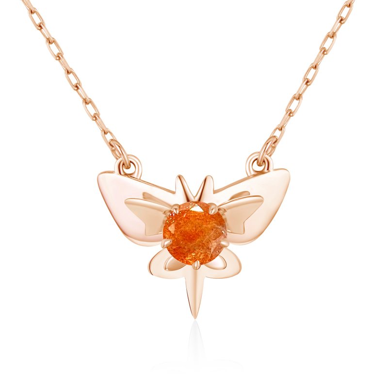 Pendant-Oregon sunstone necklace butterfly-Gold dainty layering charm necklace - สร้อยคอ - เครื่องประดับ สีส้ม