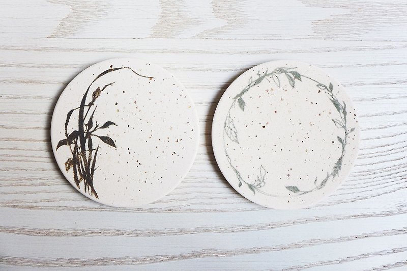 【Amazing instant dry coaster 2 into the value group】 - Lan Guisheng Fang + Hua Yueyue round Japan Li Feng Tong Diatomaceous earth diatomaceous earth instant water droplets water droplets inhibit bacterial gift - Coasters - Other Materials 