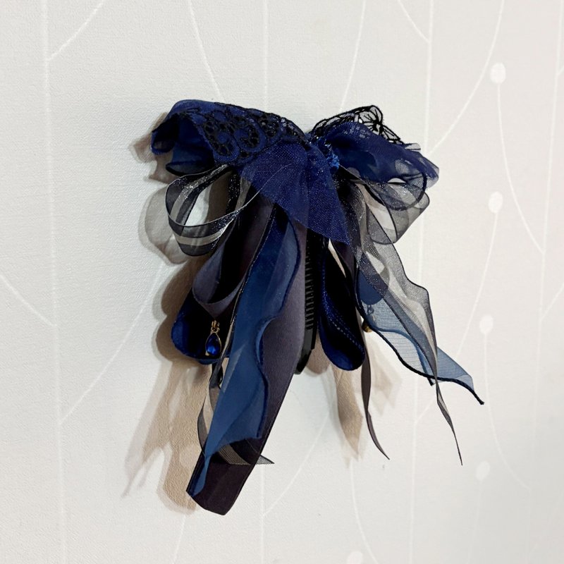 法式蕾絲仙女夾鯊魚夾香蕉夾 彈簧夾 髮叉 髮圈 大腸圈髮夾抓夾 - 髮夾/髮圈 - 其他材質 藍色