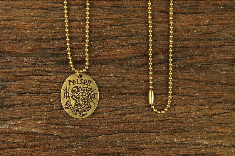 "POISON" Brass Necklase "POISON"Bronze medallion necklace - สร้อยคอ - โลหะ 