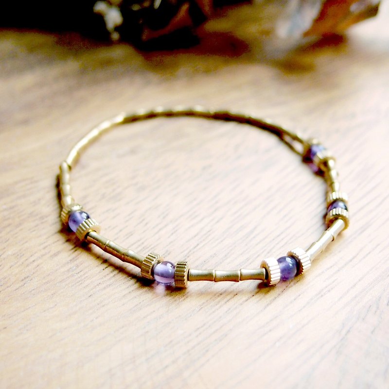 VIIART. Planet-light purple. Bronze bracelet Amethyst - Bracelets - Copper & Brass Purple