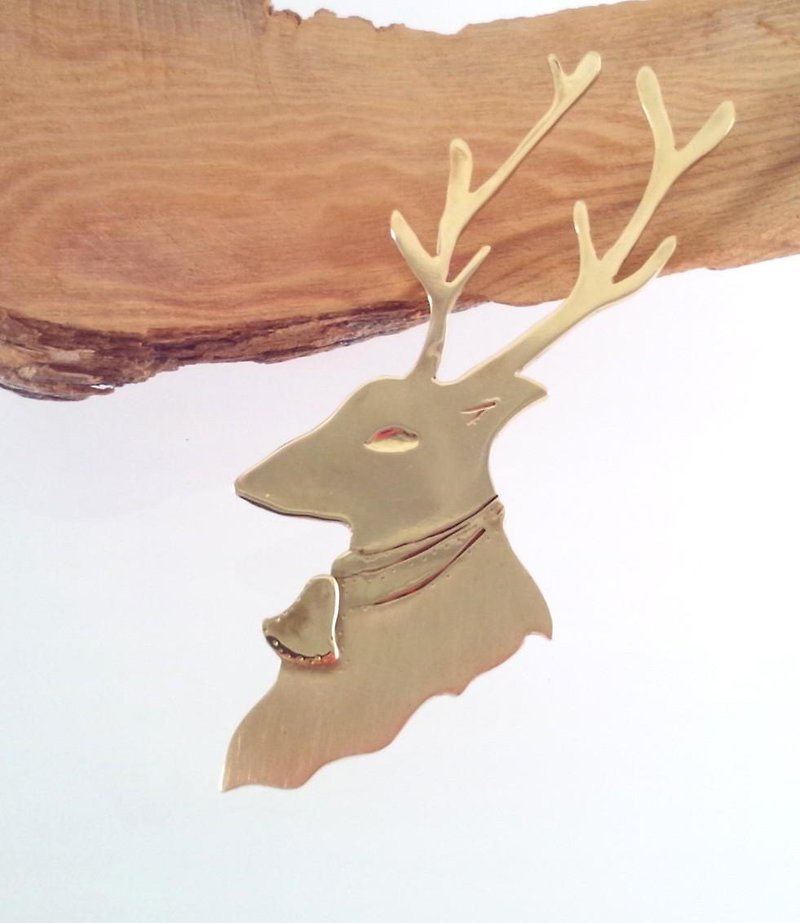 Reindeer Rein Deer Brooch SV / Brass - เข็มกลัด - โลหะ 