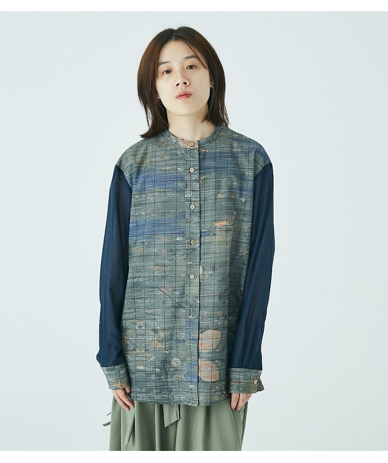 muterumours patchwork shirts silk&tencel - เสื้อเชิ้ตผู้หญิง - ผ้าไหม 