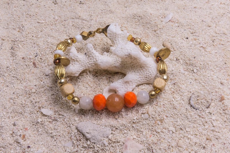 Handmade natural ore brass bracelet | Leo - Bracelets - Gemstone Orange