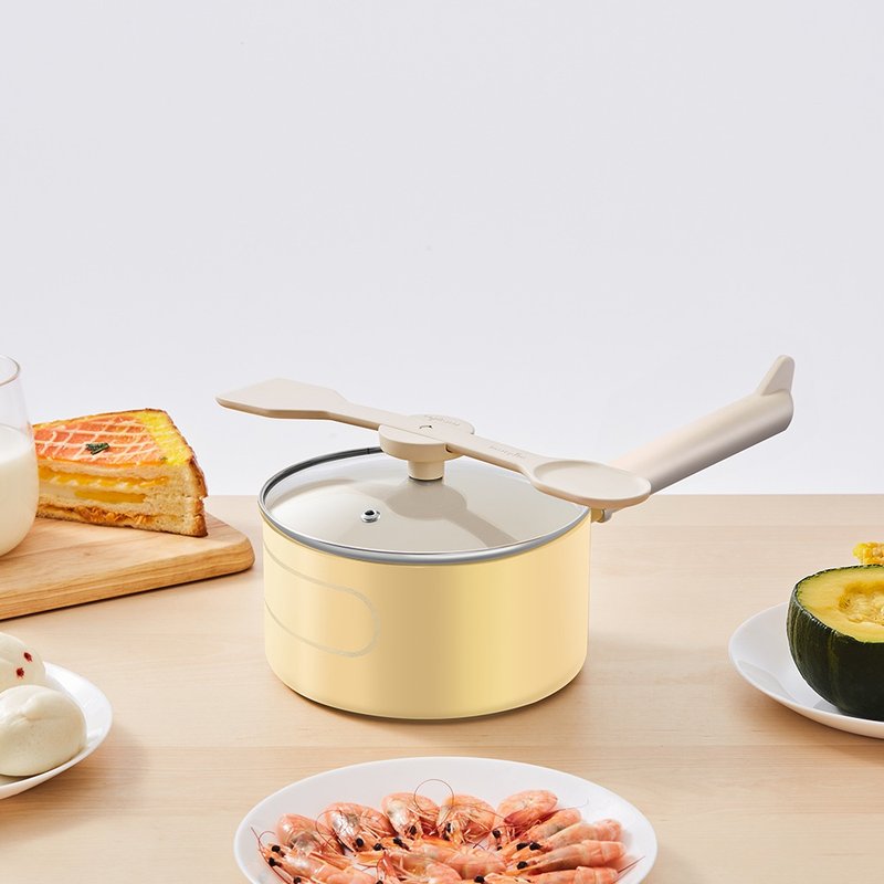 【Taste Plus】Yuewei KIDS Parent-child Pot Series Non-stick Helicopter Milk Pot 16cm - Pots & Pans - Aluminum Alloy Yellow