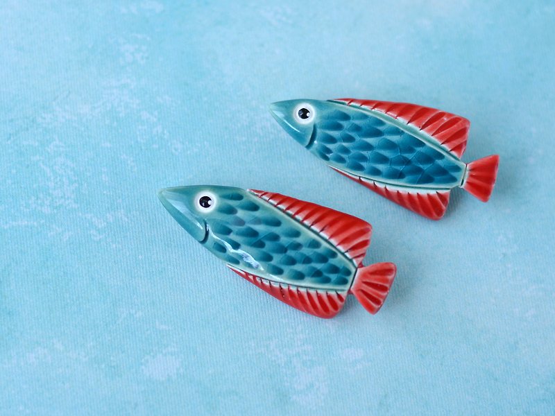魚セラミックピン陶器ブローチ - ブローチ - 陶器 