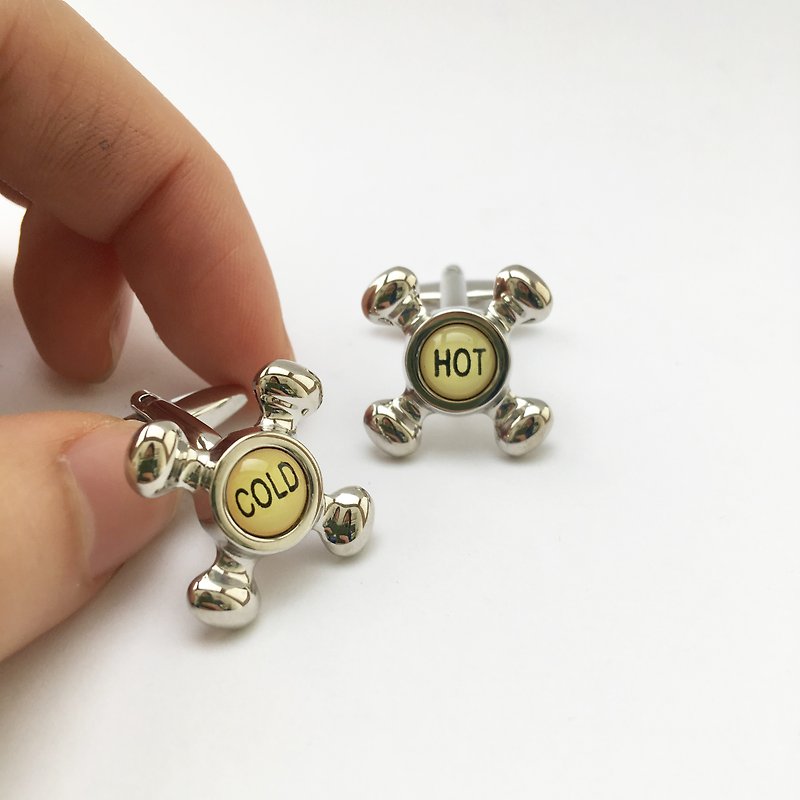 HOT COLD WATER TAP CUFFLINKS - Cuff Links - Other Metals Silver