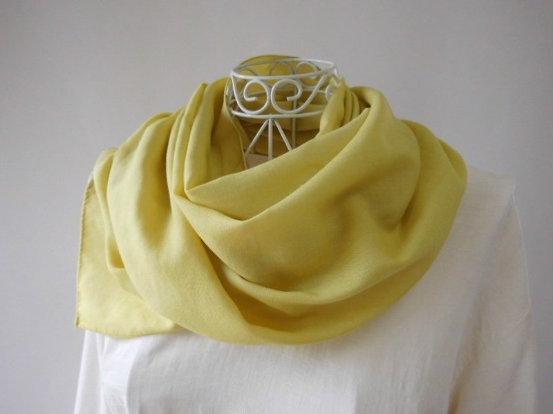 Plant tree dye · ginkgo color · wool silk · long stall - Scarves - Other Materials Yellow
