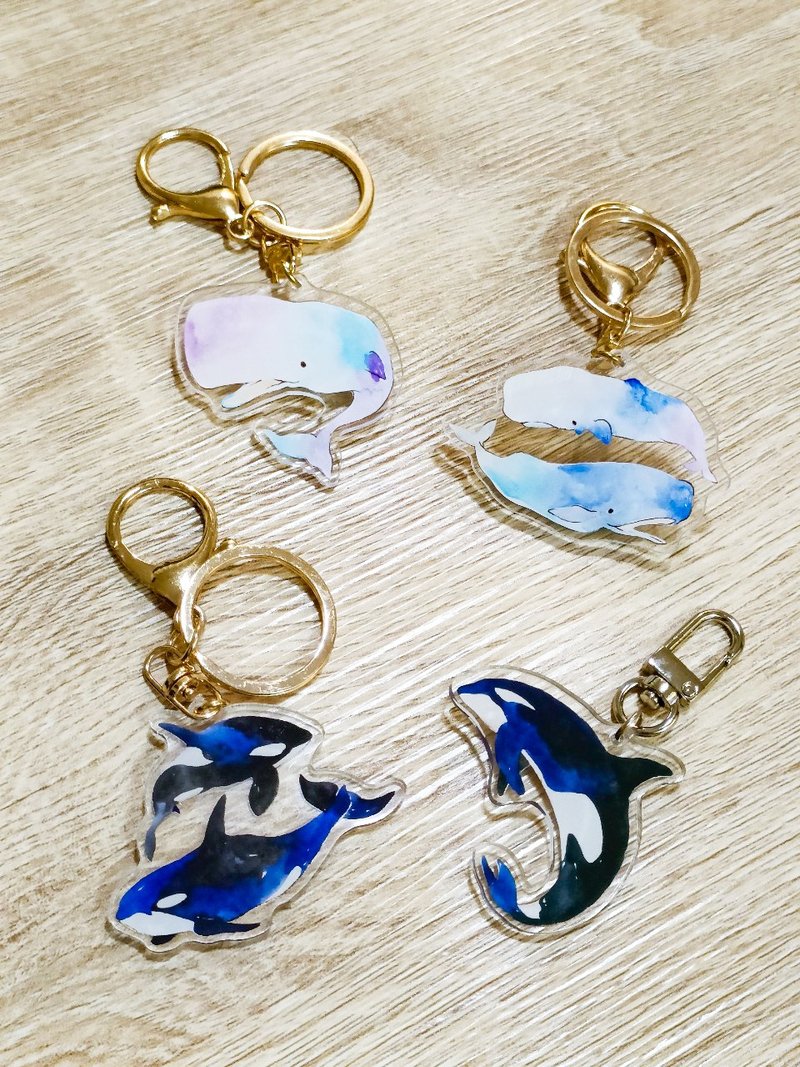 Sperm Whale/Killer Whale (Killer Whale) Double Sided Acrylic Charm - พวงกุญแจ - อะคริลิค หลากหลายสี