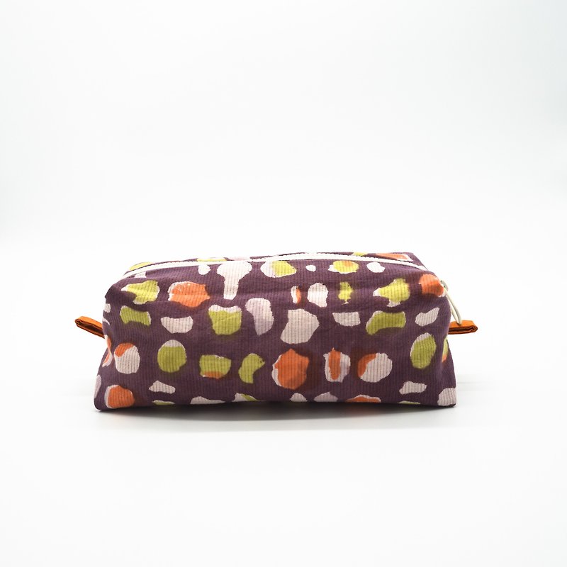 Vineyard Big Belly Beauty Bag/Universal Bag - กระเป๋าเครื่องสำอาง - ผ้าฝ้าย/ผ้าลินิน สีม่วง
