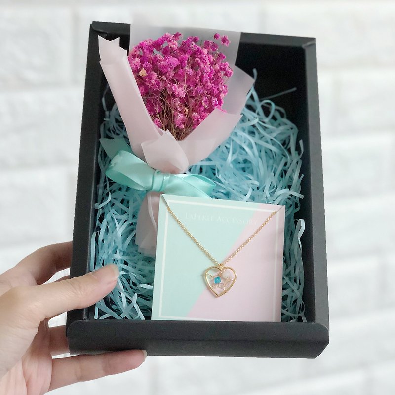 Dream Catcher Dry Flower Box Set Necklace Birthday Gift Christmas Star - สร้อยติดคอ - โลหะ สีทอง