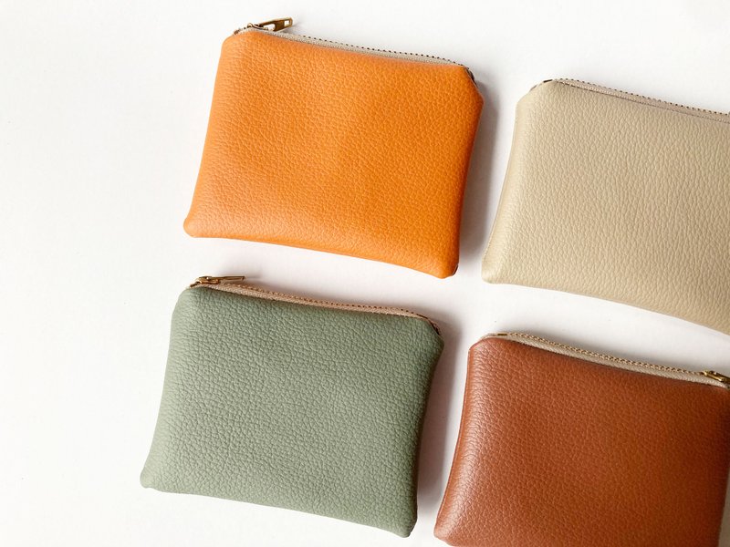 Christmas Exchange Gift Zipper Bag Coin Purse Simple Faux Leather Faux Leather Mini - กระเป๋าใส่เหรียญ - หนังแท้ สีส้ม