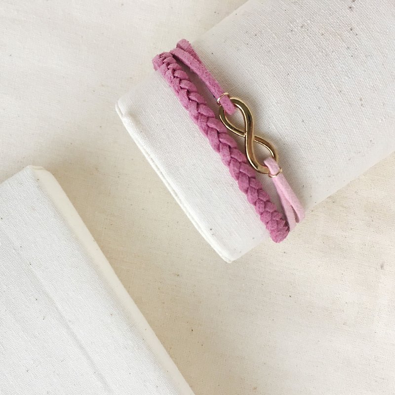 Handmade Double Braided Infinity Bracelets Rose Gold Series–berry purple limited - สร้อยข้อมือ - วัสดุอื่นๆ สีม่วง