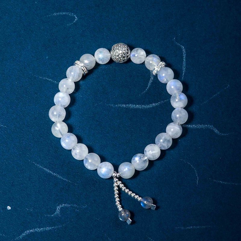 Moonstone Bracelet, 925 Sterling Silver Zircon Natural Gemstone Bracelet - Bracelets - Crystal Blue