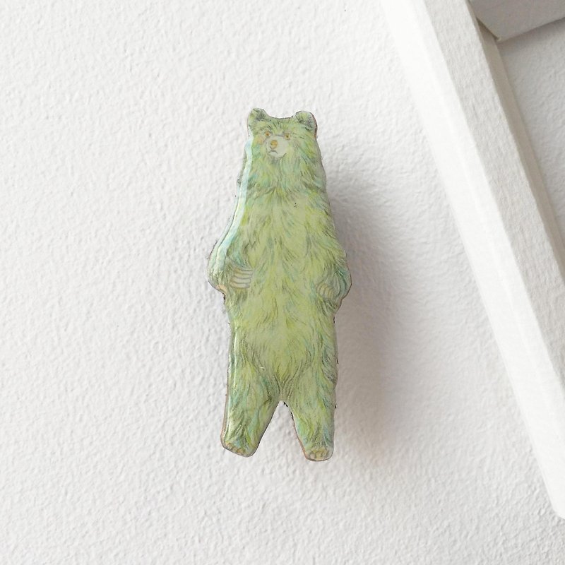 Standing Bear Green # 11: Hand-made brooch - Brooches - Plastic Green