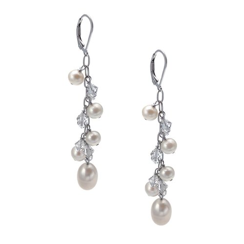 Bridal Secret Jewelry Bling's-Swarovski 配養殖淡水珍珠925純銀耳環