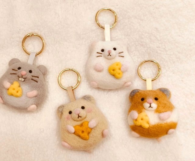チーズハムスター／ネズミ - 羊毛フェルトバッグチャーム - ショップ