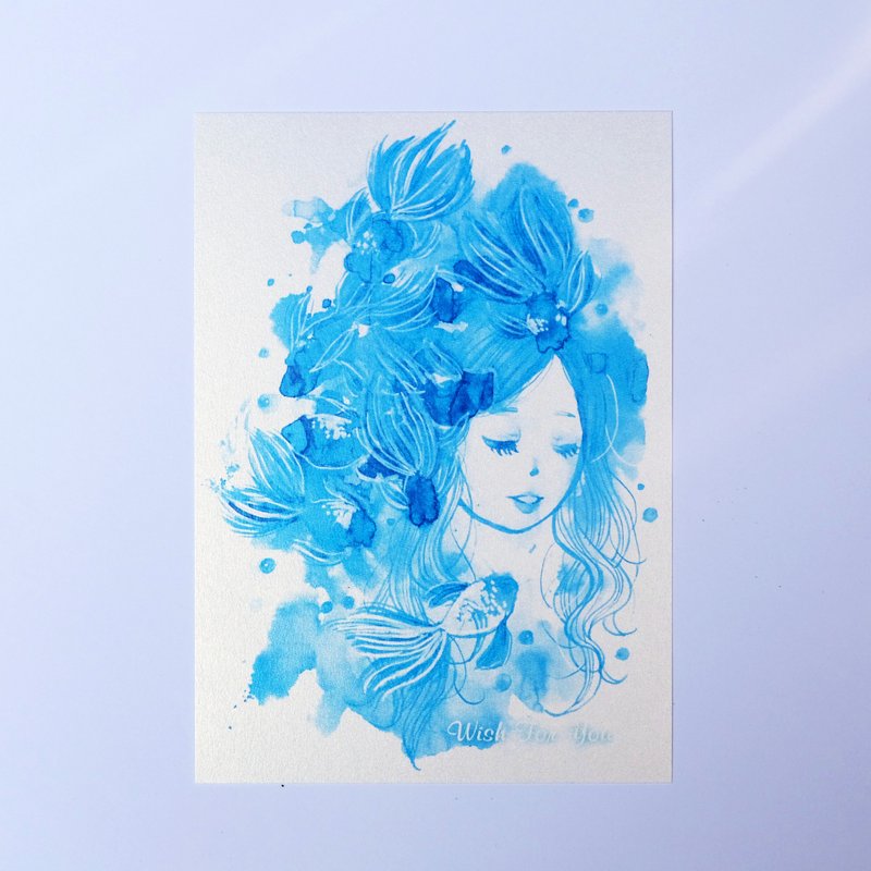 wish for you - 金魚公主明信片 - 卡片/明信片 - 紙 藍色