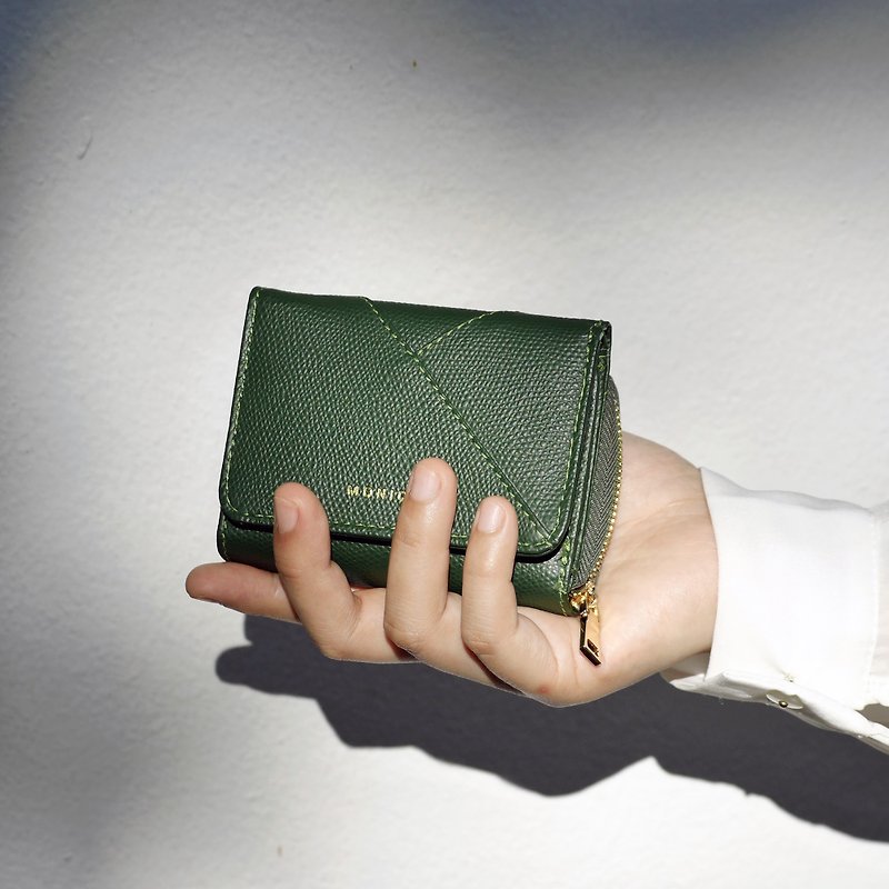 หนังแท้ กระเป๋าสตางค์ สีเขียว - กระเป๋าสตางค์หนังแท้รุ่น Ellie Mini สีเขียว Emerald