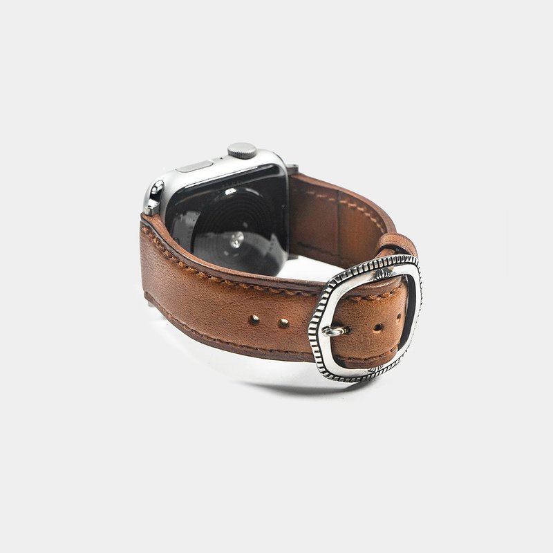 Rim Buckle Apple Watch Strap_Brown - Watchbands - Genuine Leather Black