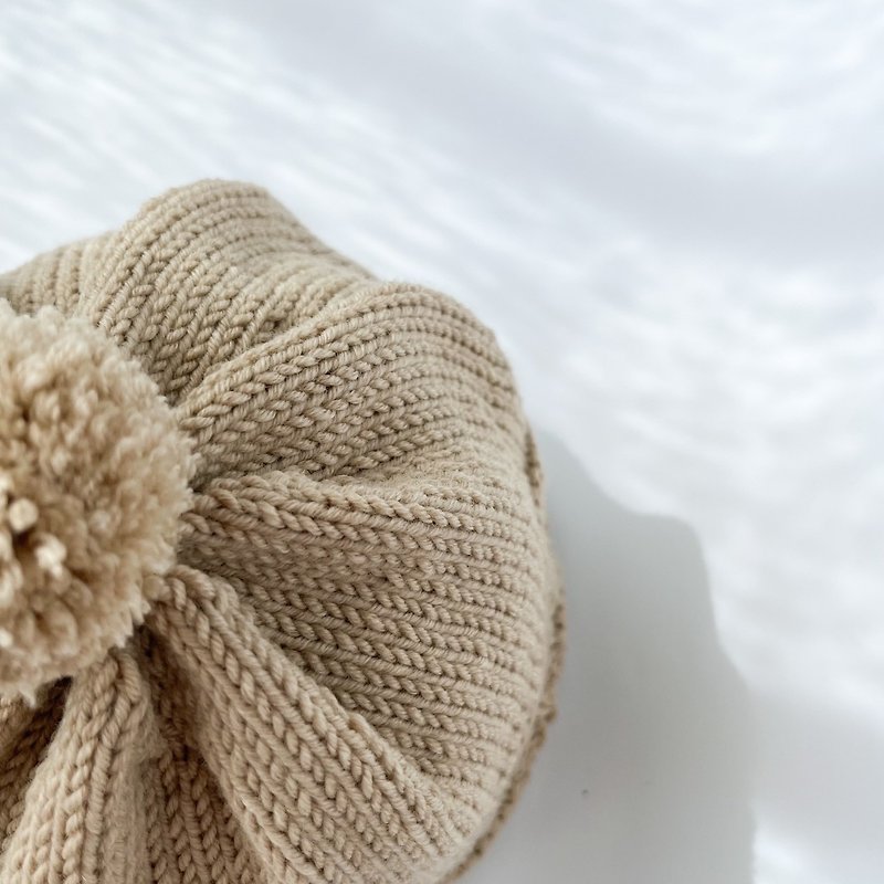 Wool Baby Hats & Headbands Khaki - 【Customized】Newborn Baby Ceremony (cashmere Wool Handmade Wool Hat)