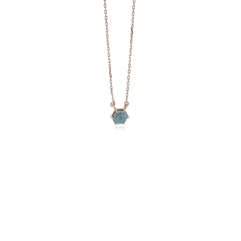 ROSE CUT LONDON BLUE TOPAZ NECKLACE  ( SILVER/ ROSE GOLD ) - Necklaces - Sterling Silver Blue