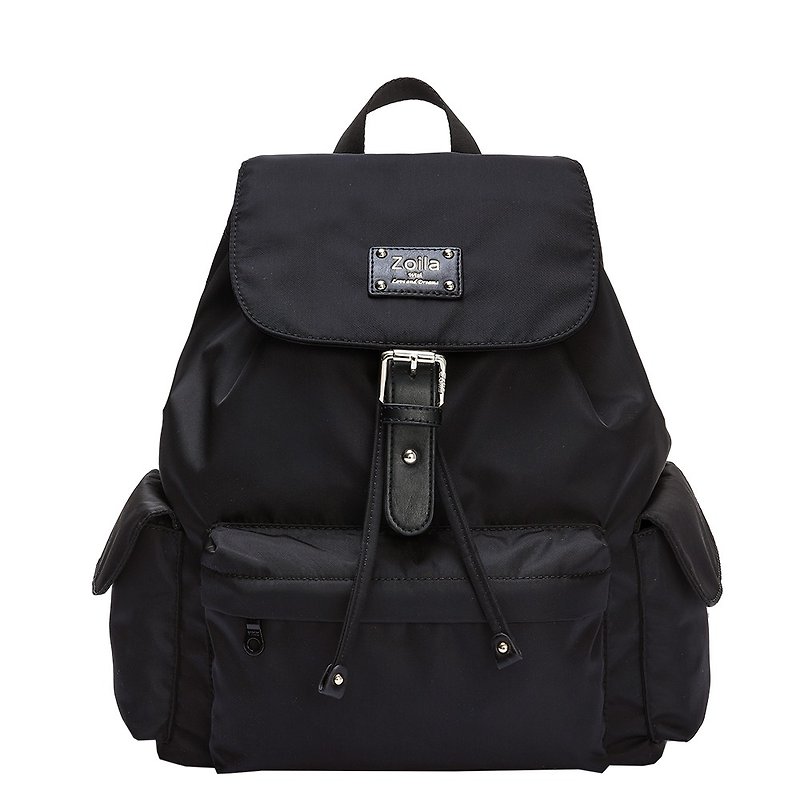 Style drawstring backpack M size (classic black)_nursing bag_mom bag_fashionable backpack - กระเป๋าหูรูด - ไนลอน สีดำ