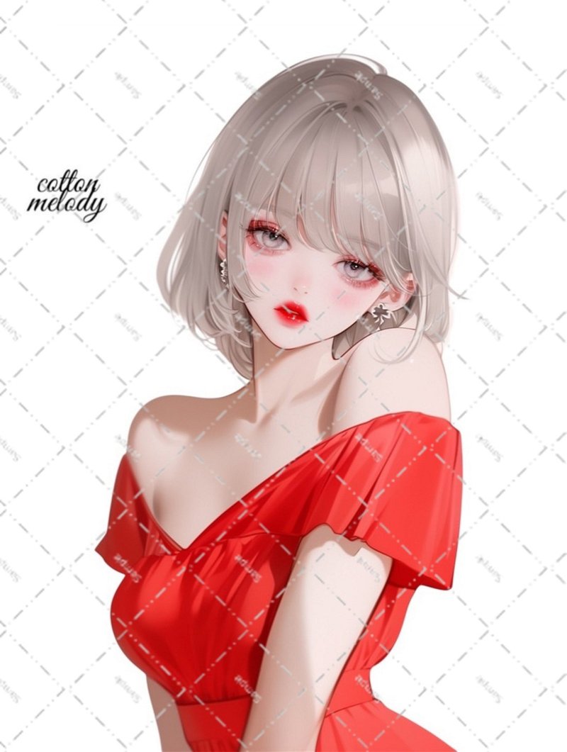 original sticker no.6255 人物ステッカー オリジナルステッカー 人物ステッカー 女の子ステッカー オリジナル人物ステッカー - 貼紙 - 紙 