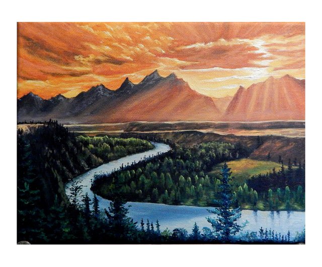 キャンバスアート、mountain scenery ，山の景色の絵、山の絵、山アート、山のキャンバスアート        