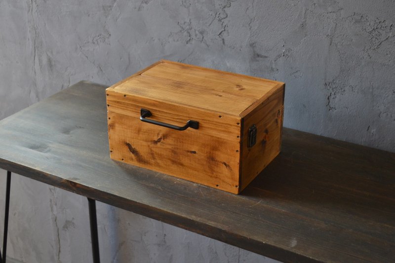 0310mito　日本産ひのきのトランクBOX　木製ケース　Lサイズ　BK丸 - 収納用品 - 木製 ブラウン