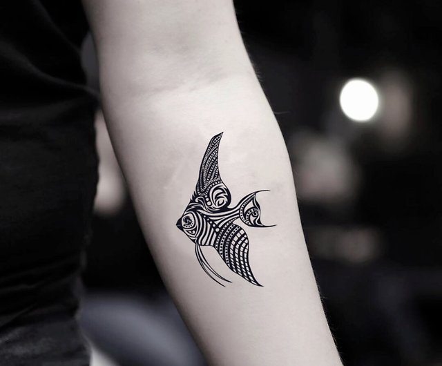 Ohmytat 天使魚angel Fish 刺青圖案紋身貼紙 2 張 設計館ohmytat 紋身貼紙 Pinkoi