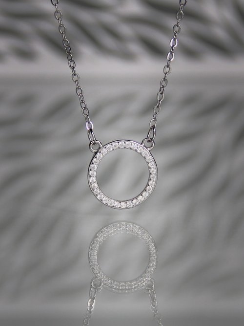 JTK Jewellery 簡約圍圈鋯石項鍊 | 純銀簡約圈形吊墜 | 圈形吊咀項鍊 | 暑假