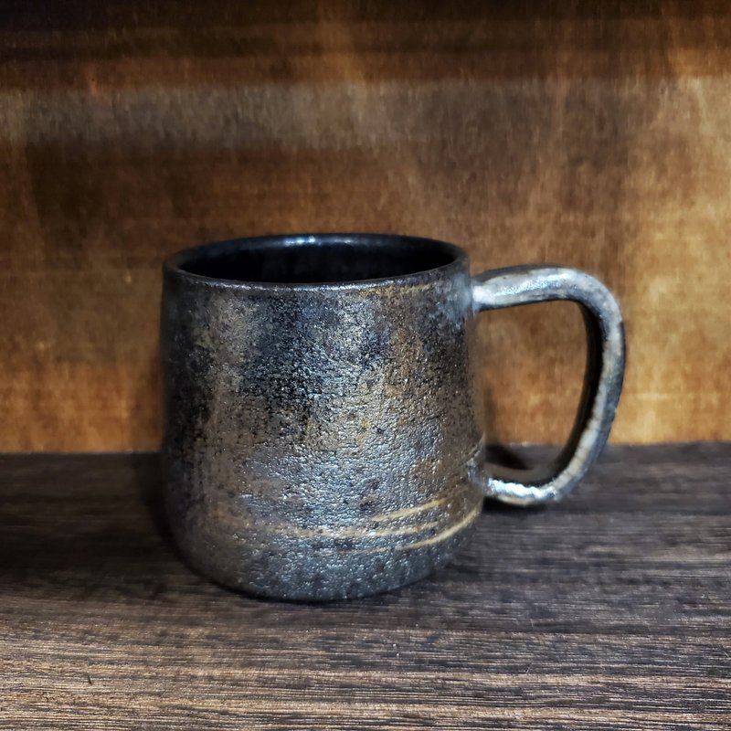 Wood-fired clay mug/coffee cup - Mugs - Pottery Black