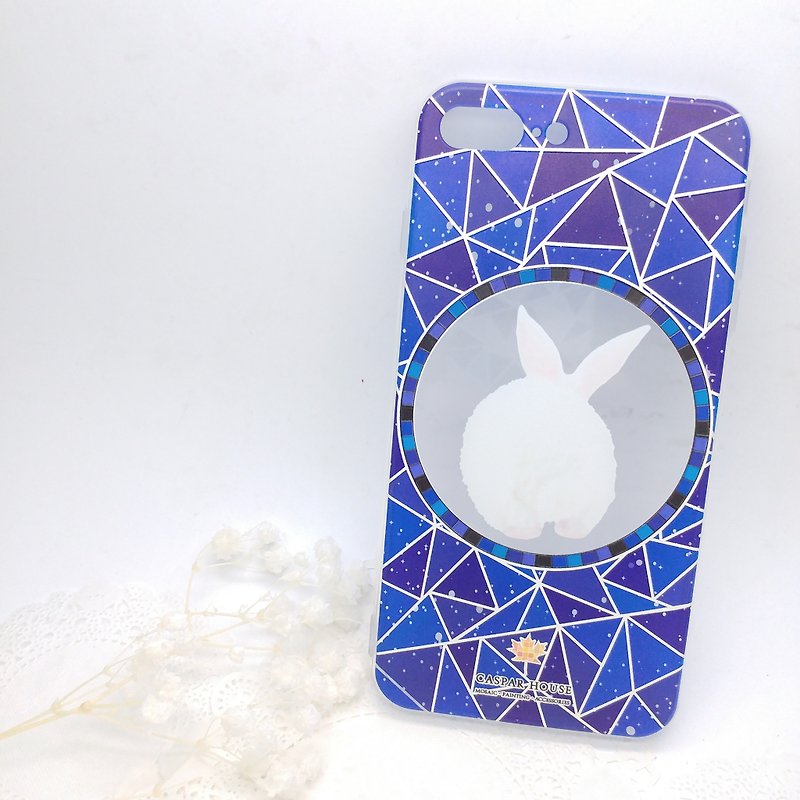Mosaic Animal phone case - Rabbit buttocks - Phone Cases - Plastic Blue