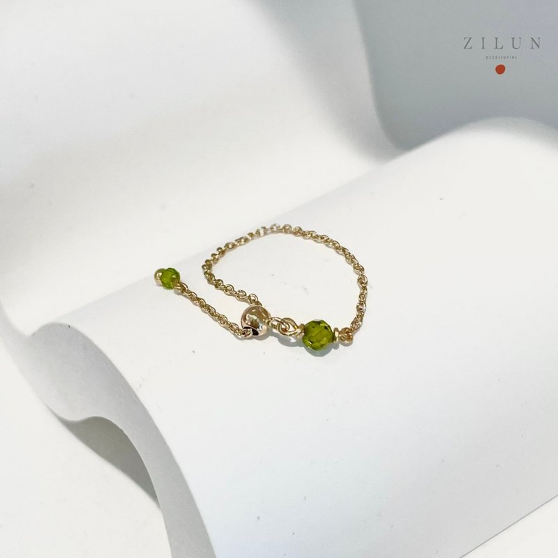 │Light luxury│A touch of olive green• Adjustable chain ring• Ring• 14K gold note• 14kgf - General Rings - Copper & Brass 