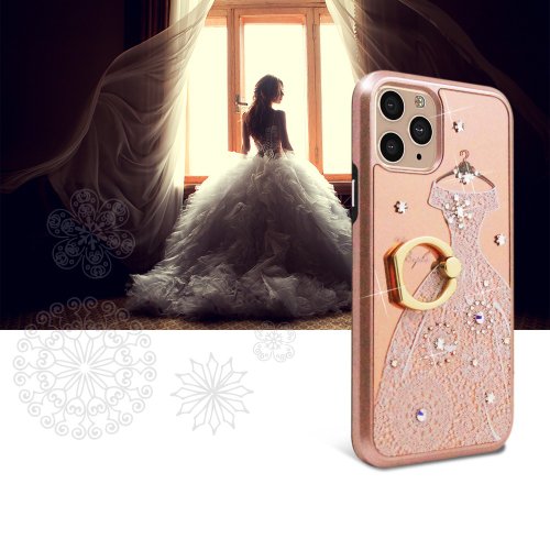 apbs 雅品仕 水晶彩鑽手機殼 iPhone 11 全系列水晶彩鑽全包鏡面指環扣雙料手機殼-禮服奢華版