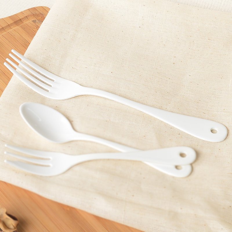 Japan Takasang Metal Japanese White Enamel Fork-2pcs - Cutlery & Flatware - Enamel 