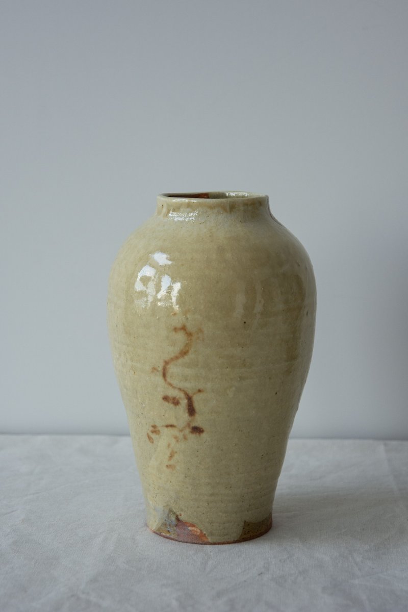 黃灰釉花器 - 花瓶/花器 - 陶 