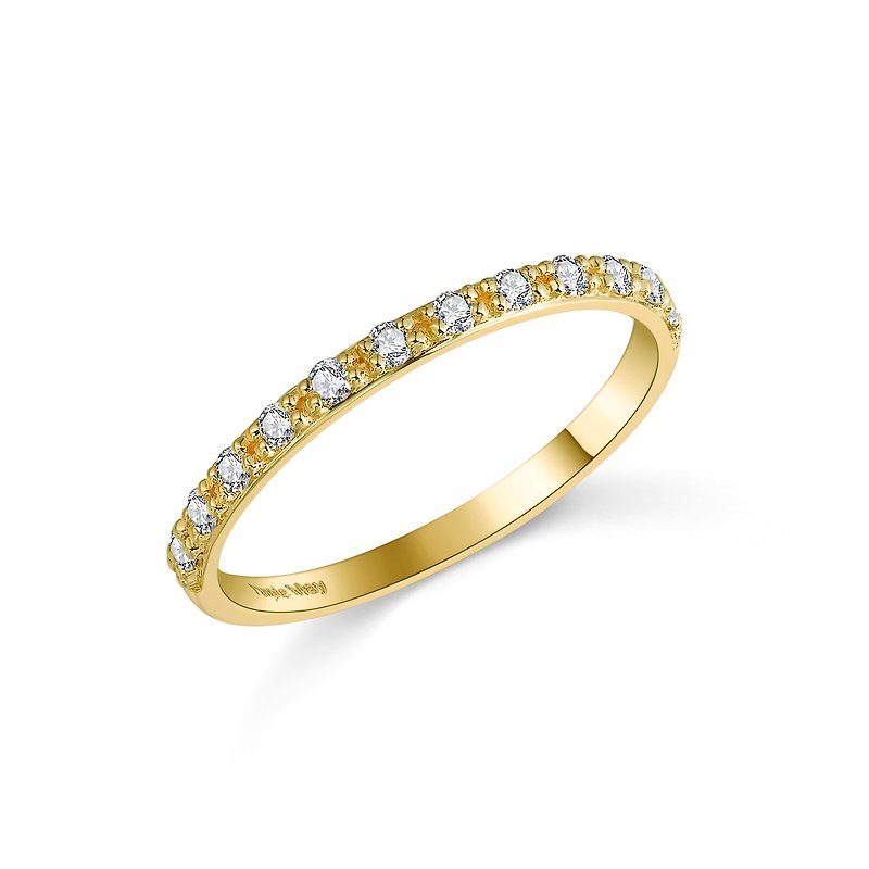 【PurpleMay Jewellery】 18k Yellow Gold Eternity Natural Diamond Ring R001 - แหวนทั่วไป - เครื่องเพชรพลอย สีทอง