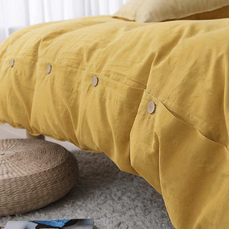 好關係 HAOKUANXI | 沐浴朝陽-天然色織棉被套 - 寢具/床單/被套 - 棉．麻 黃色